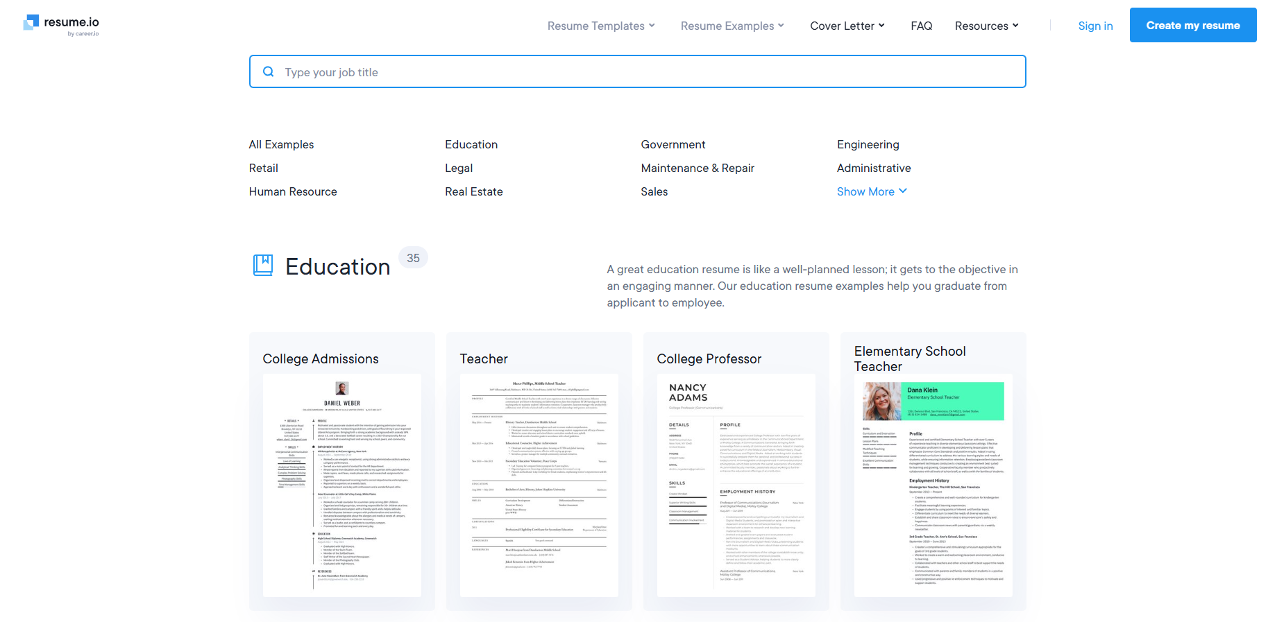 Resume.io screenshot